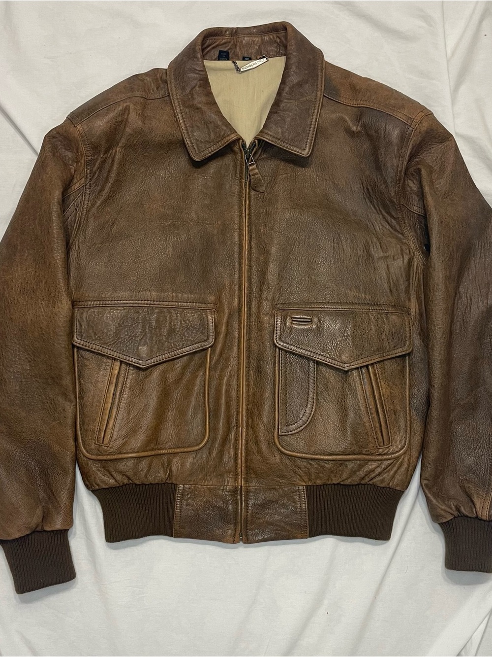 Members Only leather bomber jacket size 40